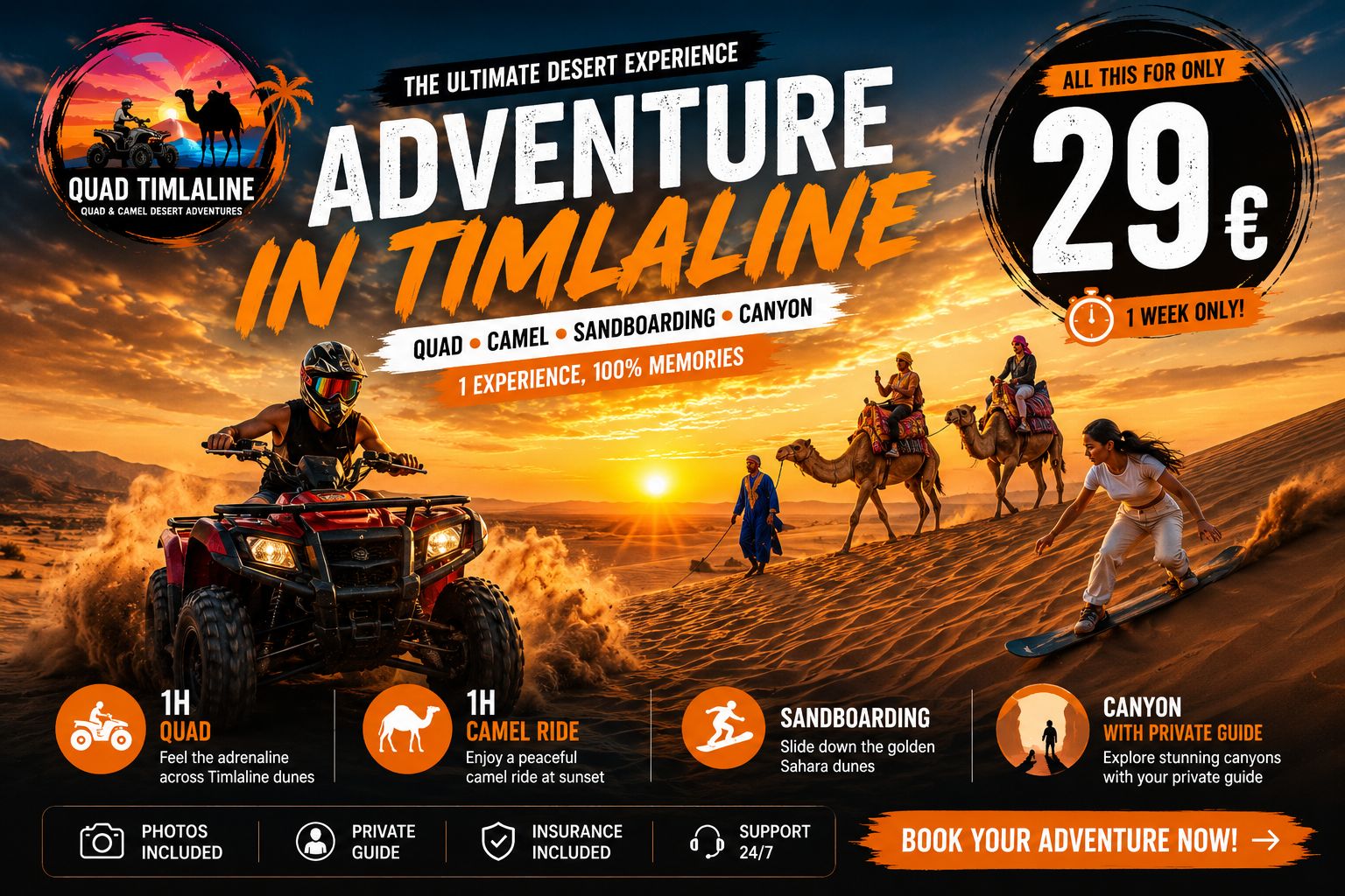 Adventure in Timlaline — Timlaline / Timlalin dunes quad tour photo, Agadir Morocco