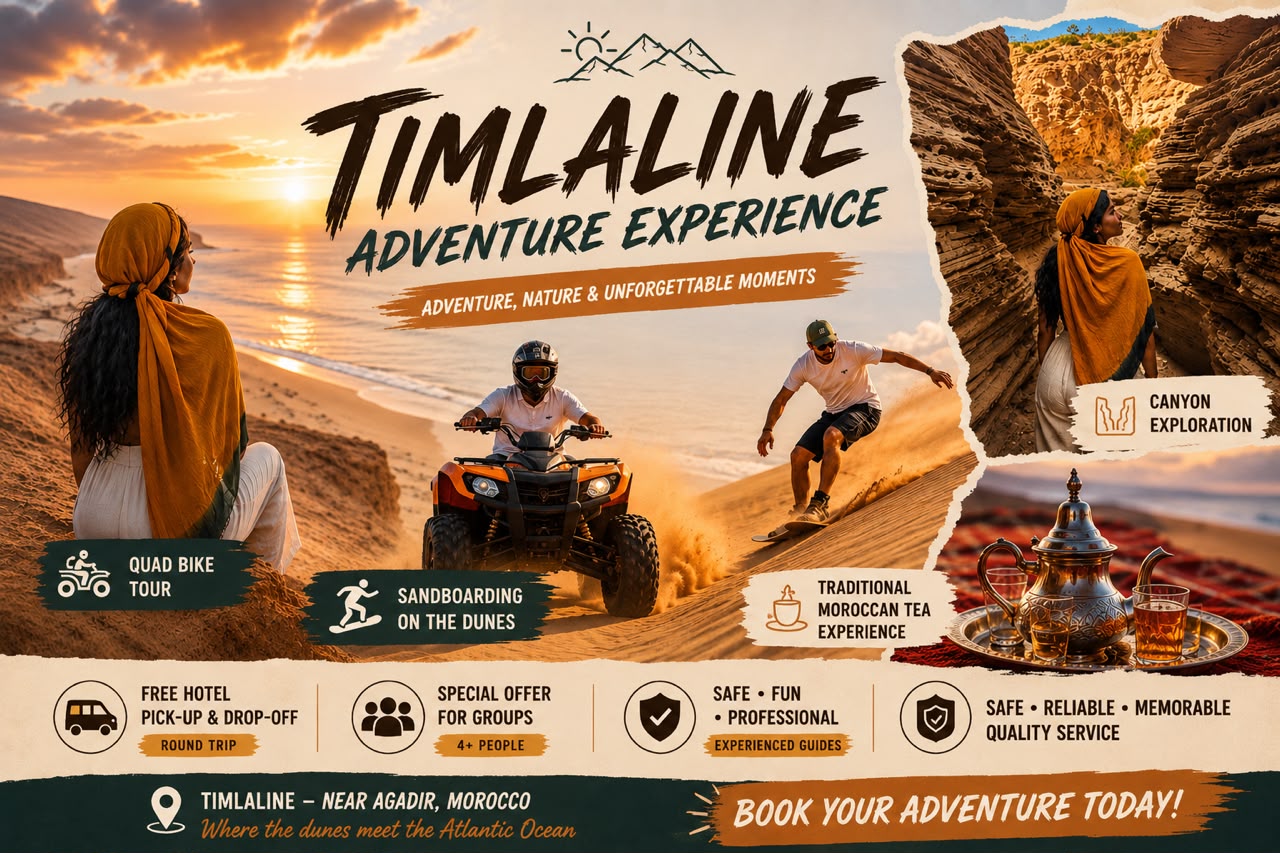 Timlaline special offer for groups. Book your adventure experience now. — Timlaline / Timlalin dunes quad tour photo, Agadir Morocco